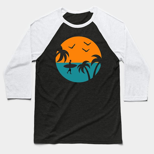 Beach Summer Surfing Cool 6 Baseball T-Shirt by ahmadzakiramadhan